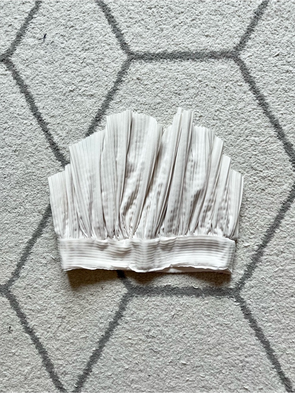 White Pleated Strapless Bandeau Top